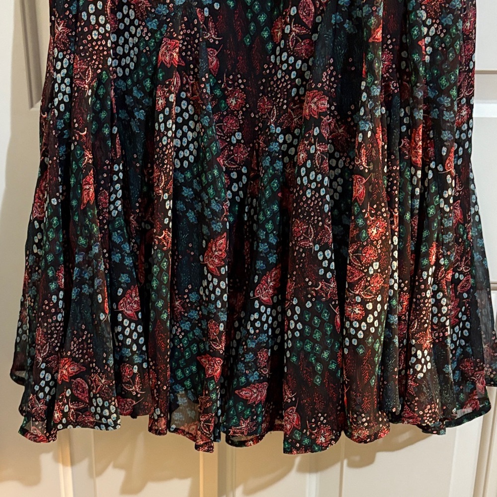 LOFT Black & Cranberry Floral Maxi Skirt - Picture 3 of 3